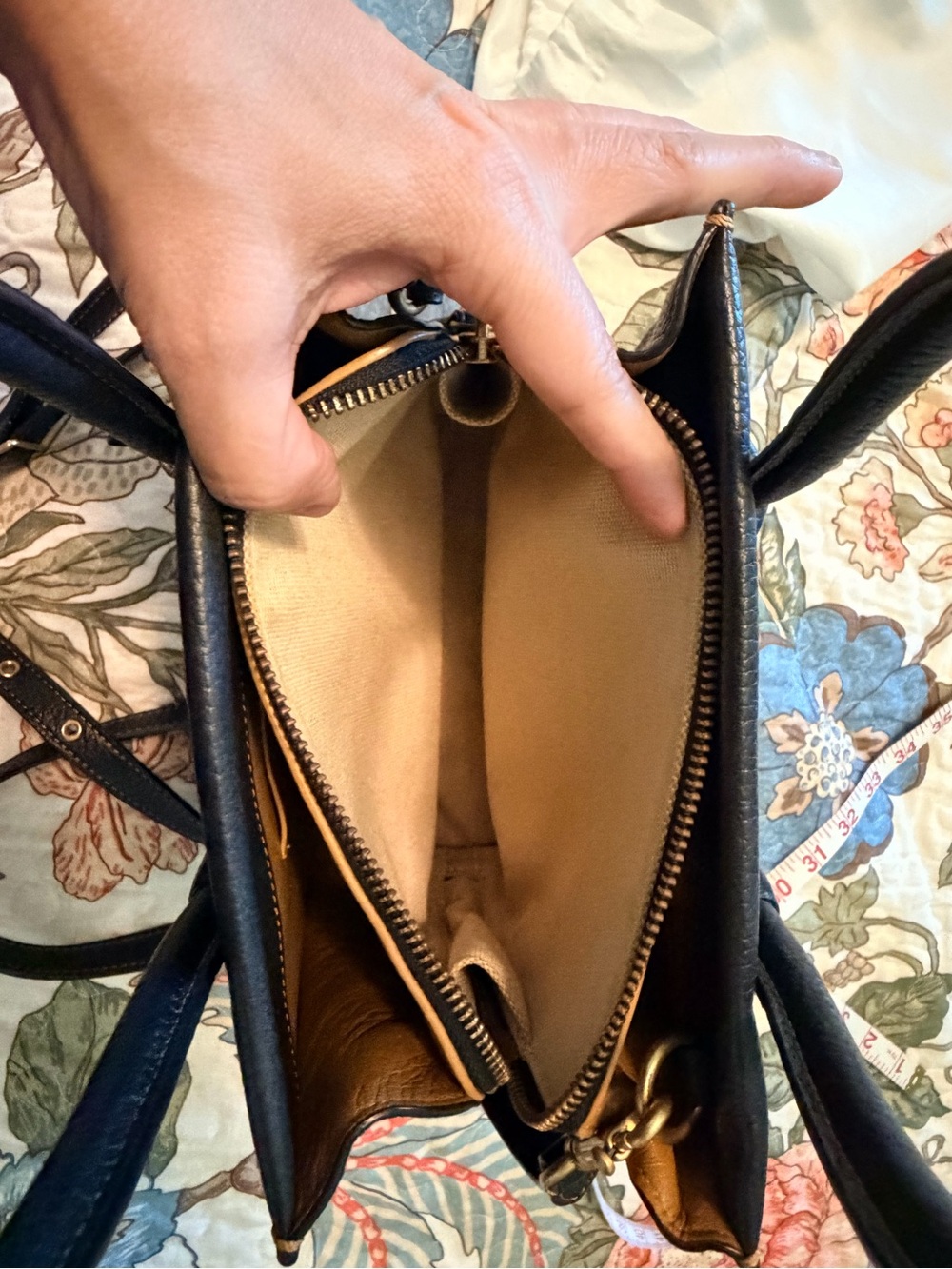 Coach Pebbled Leather Tote in Black - Picture 7 of 11